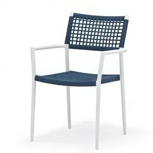 Modern Villa Indoor Outdoor Dining Chair Lightweight Comfortable Rope Woven Mesh Backrest Seat Sturdy Aluminum Frame Waterproof
