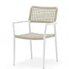 Modern Villa Indoor Outdoor Dining Chair Lightweight Comfortable Rope Woven Mesh Backrest Seat Sturdy Aluminum Frame Waterproof