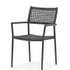 Modern Villa Indoor Outdoor Dining Chair Lightweight Comfortable Rope Woven Mesh Backrest Seat Sturdy Aluminum Frame Waterproof