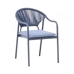 Modern Villa Indoor Outdoor Dining Chair with Rope Woven Mesh Backrest Seat Sturdy Aluminum Frame for Kitchen Patio Dining Areas