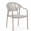 Modern Villa Indoor Outdoor Dining Chair with Rope Woven Mesh Backrest Seat Sturdy Aluminum Frame for Kitchen Patio Dining Areas