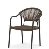 Modern Villa Indoor Outdoor Dining Chair with Rope Woven Mesh Backrest Seat Sturdy Aluminum Frame for Kitchen Patio Dining Areas
