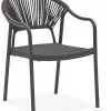 Modern Villa Indoor Outdoor Dining Chair with Rope Woven Mesh Backrest Seat Sturdy Aluminum Frame for Kitchen Patio Dining Areas