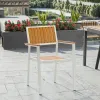 Modern Waterproof Durable Outdoor Dining Chair White Aluminum Frame Birch Plastic Wood Seat Backrest Eco-Friendly School Use