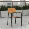 Modern Waterproof Durable Outdoor Dining Chair White Aluminum Frame Birch Plastic Wood Seat Backrest Eco-Friendly School Use
