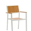 Modern Waterproof Durable Outdoor Dining Chair White Aluminum Frame Birch Plastic Wood Seat Backrest Eco-Friendly School Use