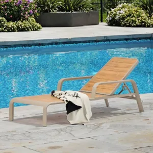 Modern Waterproof Durable UV-Resistant Anti-Rust Aluminum Frame Outdoor Sun Lounger with Tilting for Park Villa Courtyard