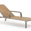 Modern Waterproof Outdoor UV Resistant Anti-Rust Durable Aluminum Alloy Frame Faux Wood Sun Lounger Adjustable Backrest Park