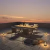 Modern Waterproof VANGARDEN Outdoor Dining Table Set for Hotel Courtyard Villa Apartment Durable Plastic Wood Furniture for