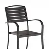Modern Waterproof and Durable Dining Chair with a Black Aluminum Frame Poly Wood Backrest Seat Curved Armrests for Living Room