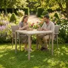 Modern Waterproof and Rust-proof Indoor and Outdoor Camping and Dining Aluminum Woven-wood Imitation-wood Tabletop square Table
