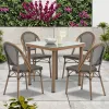 Modern 4-Seater Outdoor Dining Set Textilene Mesh Aluminum Frame Chairs for Glass Table for Patio Balcony Living Room
