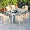 Modern 6-Seater Weatherproof Outdoor Patio Dining Table Set Rope Design Aluminum Furniture for Garden Courtyard Use 2-Year