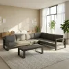 Nordic Haven Modern Modular Outdoor Rope Woven Sofa Set Eco-Friendly Durable Waterproof Matte Charcoal Courtyard Hotel
