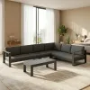 Nordic Haven Modern Modular Outdoor Rope Woven Sofa Set Eco-Friendly Durable Waterproof Matte Charcoal Courtyard Hotel