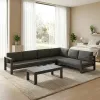 Nordic Haven Modern Modular Outdoor Rope Woven Sofa Set Eco-Friendly Durable Waterproof Matte Charcoal Courtyard Hotel