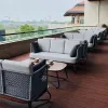 Nordic Outdoor Teak Sofa Set 5-Person Capacity Waterproof Sunscreen Anti-Corrosion Features for Courtyard Terrace Villa Garden