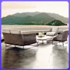 Nordic Outdoor Teak Sofa Set 5-Person Capacity Waterproof Sunscreen Anti-Corrosion Features for Courtyard Terrace Villa Garden
