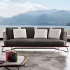 Nordic Outdoor Teak Sofa Set 5-Person Capacity Waterproof Sunscreen Anti-Corrosion Features for Courtyard Terrace Villa Garden