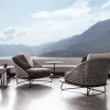 Nordic Outdoor Teak Sofa Set 5-Person Capacity Waterproof Sunscreen Anti-Corrosion Features for Courtyard Terrace Villa Garden
