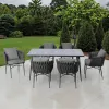 Outdoor Dining Set Aluminum Wicker Frame Glass Table Top Weather Resistant for Patio Garden Living Room Modern Leisure Furniture
