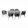 Outdoor Dining Set Aluminum Wicker Frame Glass Table Top Weather Resistant for Patio Garden Living Room Modern Leisure Furniture