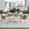 Outdoor Dining Set Durable Woven Rope Back Aluminum Frame Chairs Pandora Sintered Stone Table Modern Patio Furniture Hotel