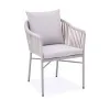 Outdoor Dining Set Durable Woven Rope Back Aluminum Frame Chairs Pandora Sintered Stone Table Modern Patio Furniture Hotel