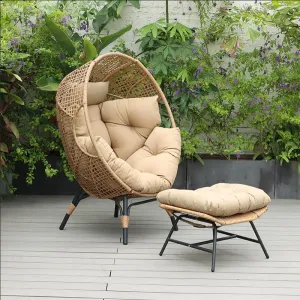 Outdoor Lounge Chair Hanging Basket Woven Metal Swing Balcony Leisure Table and Chairs Lazy Egg Chair