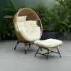 Outdoor Lounge Chair Hanging Basket Woven Metal Swing Balcony Leisure Table and Chairs Lazy Egg Chair
