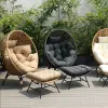 Outdoor Lounge Chair Hanging Basket Woven Metal Swing Balcony Leisure Table and Chairs Lazy Egg Chair