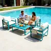Outdoor Sofa Nordic Design Aluminum Alloy Waterproof Rust-Resistant for Gardens Pools Villas Courtyards Hotels Homestays Also