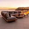 Outdoor Teak Sofa Villa Garden Courtyard High-end Outdoor Hotel Terrace Solid Wood Sofa Coffee Table Set Furniture