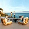 Outdoor Teak Sofa Villa Garden Courtyard High-end Outdoor Hotel Terrace Solid Wood Sofa Coffee Table Set Furniture
