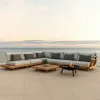 Outdoor Teak Sofa Villa Garden Courtyard High-end Outdoor Hotel Terrace Solid Wood Sofa Coffee Table Set Furniture