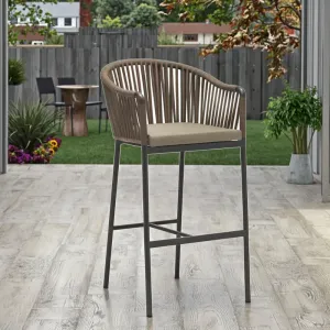 Polyester Webbing Woven Backrest Waterproof Cushion Aluminum Frame Lightweight Bar Stool Modern Outdoor Indoor Patio Dining