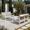 Ready to Ship Discount Modern Waterproof Aluminum Rattan Outdoor 4 Seater Sofa Set for Hotel Apartment Living Room Courtyard
