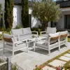 Ready to Ship Discount Modern Waterproof Aluminum Rattan Outdoor 4 Seater Sofa Set for Hotel Apartment Living Room Courtyard