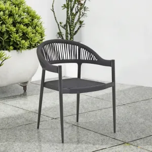 Silva Dining Chair Rope Woven Backrest Seat Aluminum Frame Modern Stylish Comfortable Waterproof Lightweight Indoor Outdoor