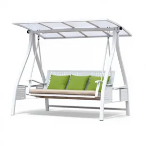 SimpLE DESIGN Aluminium Solar Three Person Outdoor Swing Rocking Chair Quick-Dry Cushion Modern Design for Courtyard Patio