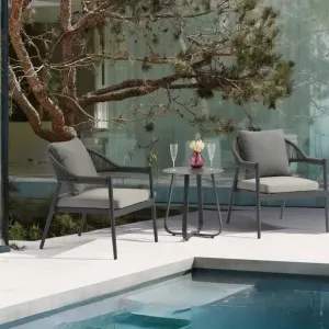 TOP Furniture 3-Piece Modern Aluminum Wicker Sofa Set Weather Resistant Design Durable Construction 2-Seater for Outdoor Hotel
