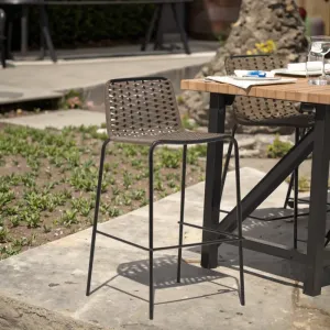 Teslin Fabric Iron Tube Frame Bar Chair Modern Ergonomic Eco-Friendly Outdoor Dining Chair Durable Stylish Living Room Courtyard