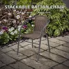 Traditional Durable Waterproof Portable Outdoor Stackable Comfortable Eco-Friendly Rattan Bistro Coffee Chair Aluminum Frame