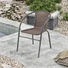 Traditional Durable Waterproof Portable Outdoor Stackable Comfortable Eco-Friendly Rattan Bistro Coffee Chair Aluminum Frame