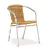 Traditional Durable Waterproof Portable Outdoor Stackable Comfortable Eco-Friendly Rattan Bistro Coffee Chair Aluminum Frame