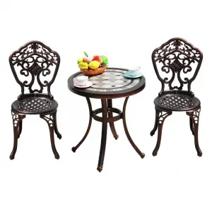 Traditional Outdoor Cast Aluminum Alloy Garden Table and Chair Set with Detachable Design and Powder Coating