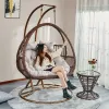 Two-Seat Modern Hanging Rattan Sofa Basket Indoor Outdoor Rocking Swing Chair for Living Room Apartment Hotel Use