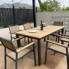 VANGARDEN Modern Aluminum Plastic Wood Outdoor Garden Dining Set Durable UV Waterproof 6-Person Capacity