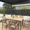 VANGARDEN Modern Aluminum Plastic Wood Outdoor Garden Dining Set Durable UV Waterproof 6-Person Capacity