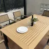 VANGARDEN Modern Aluminum Plastic Wood Outdoor Garden Dining Set Durable UV Waterproof 6-Person Capacity